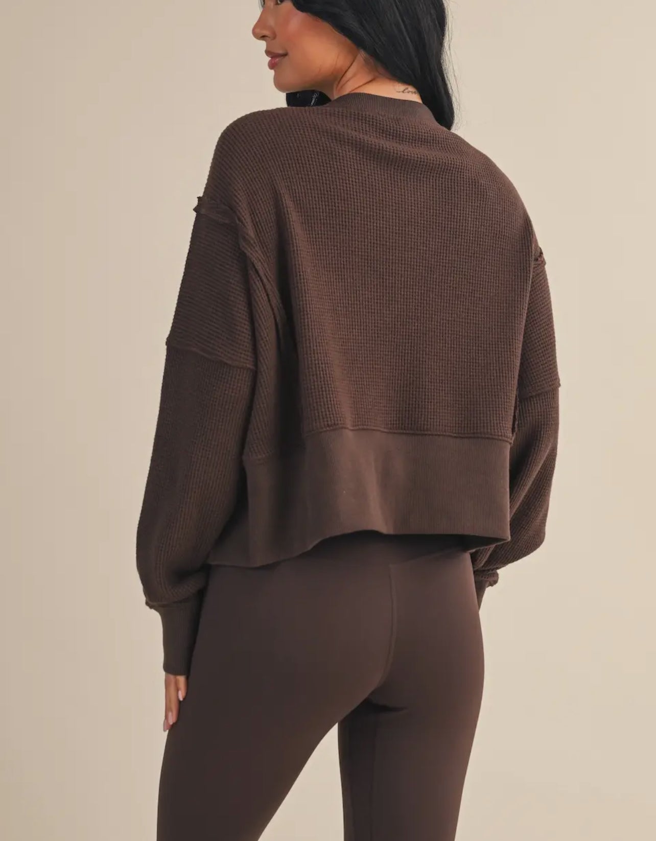 Its that me Espresso Waffle Knit Top