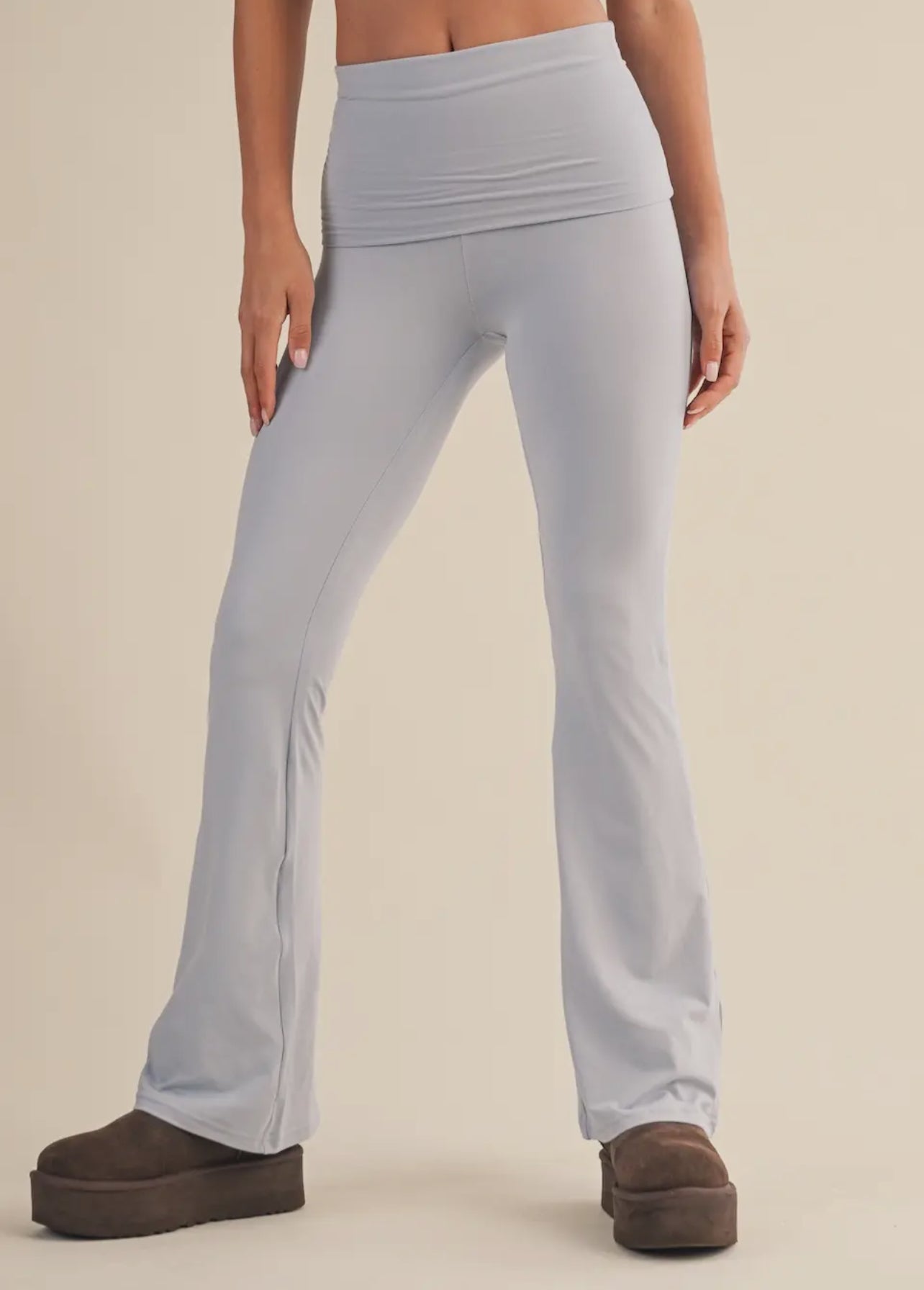 Soft Girl Era Foldover Flare Pant Light Grey