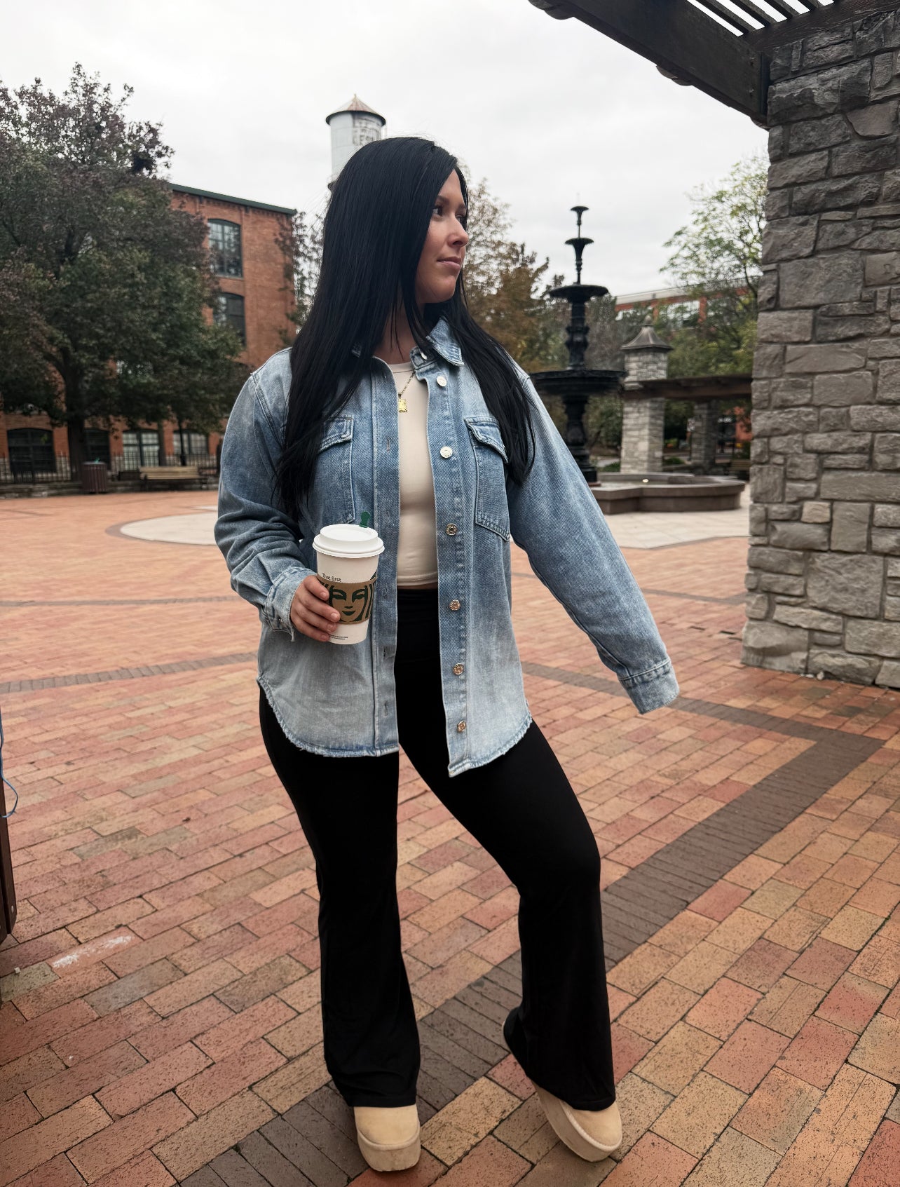 Fall Crush Light Denim Wash Button Down Jacket