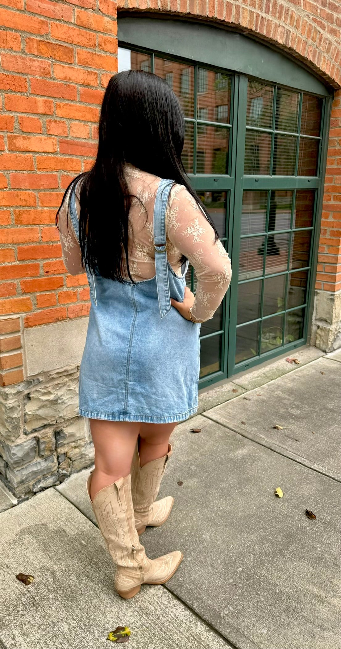 It Girl Denim Washed Overall Pocket Dress