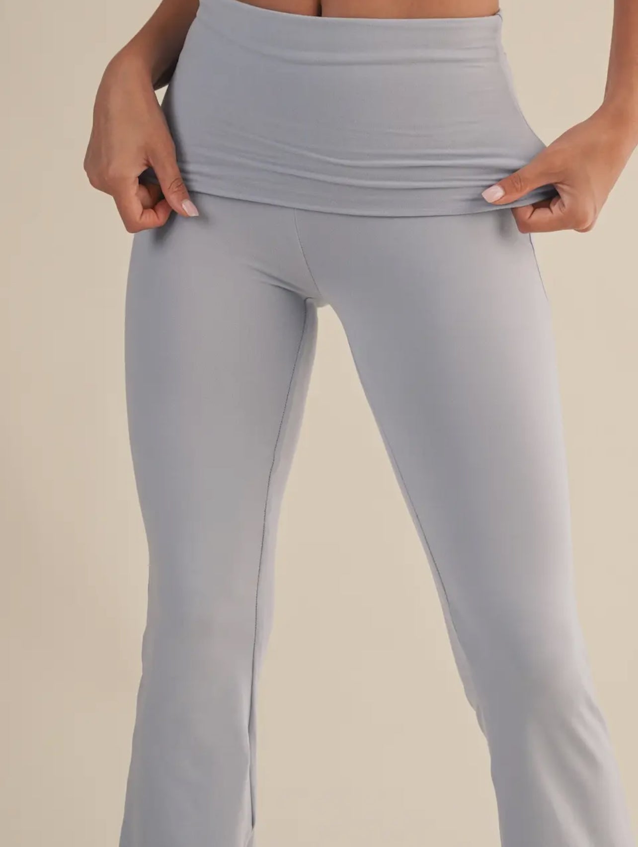 Soft Girl Era Foldover Flare Pant Light Grey