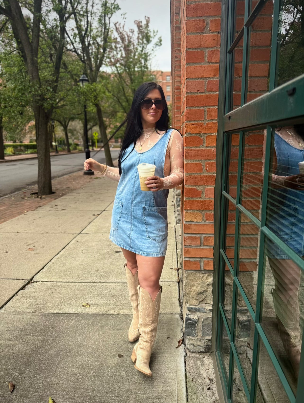 It Girl Denim Washed Overall Pocket Dress