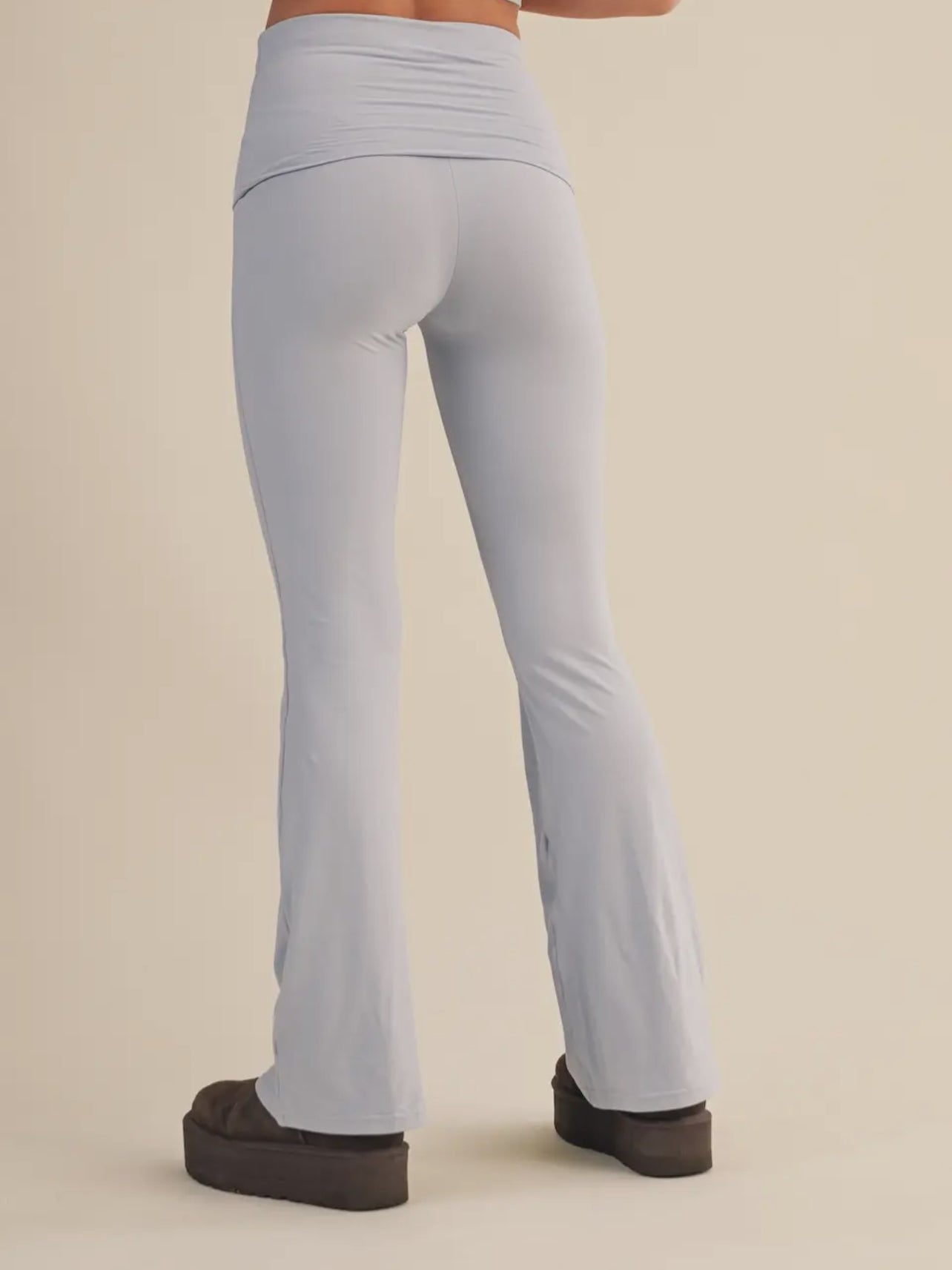 Soft Girl Era Foldover Flare Pant Light Grey