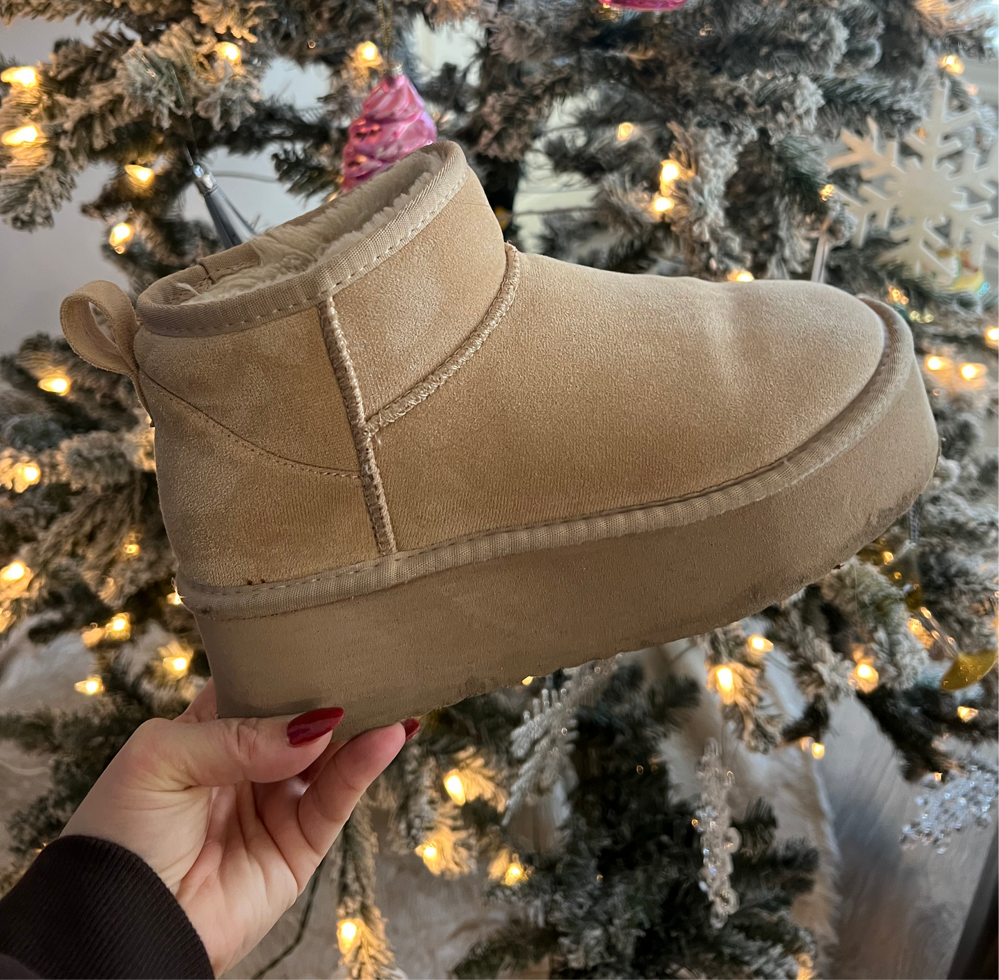 Benji Stacked Bootie Oatmeal Suede