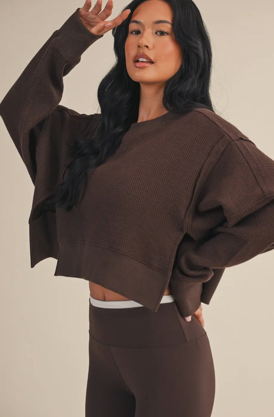 Its that me Espresso Waffle Knit Top