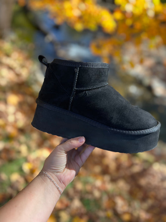 That Girl Platform Bootie Black Suede