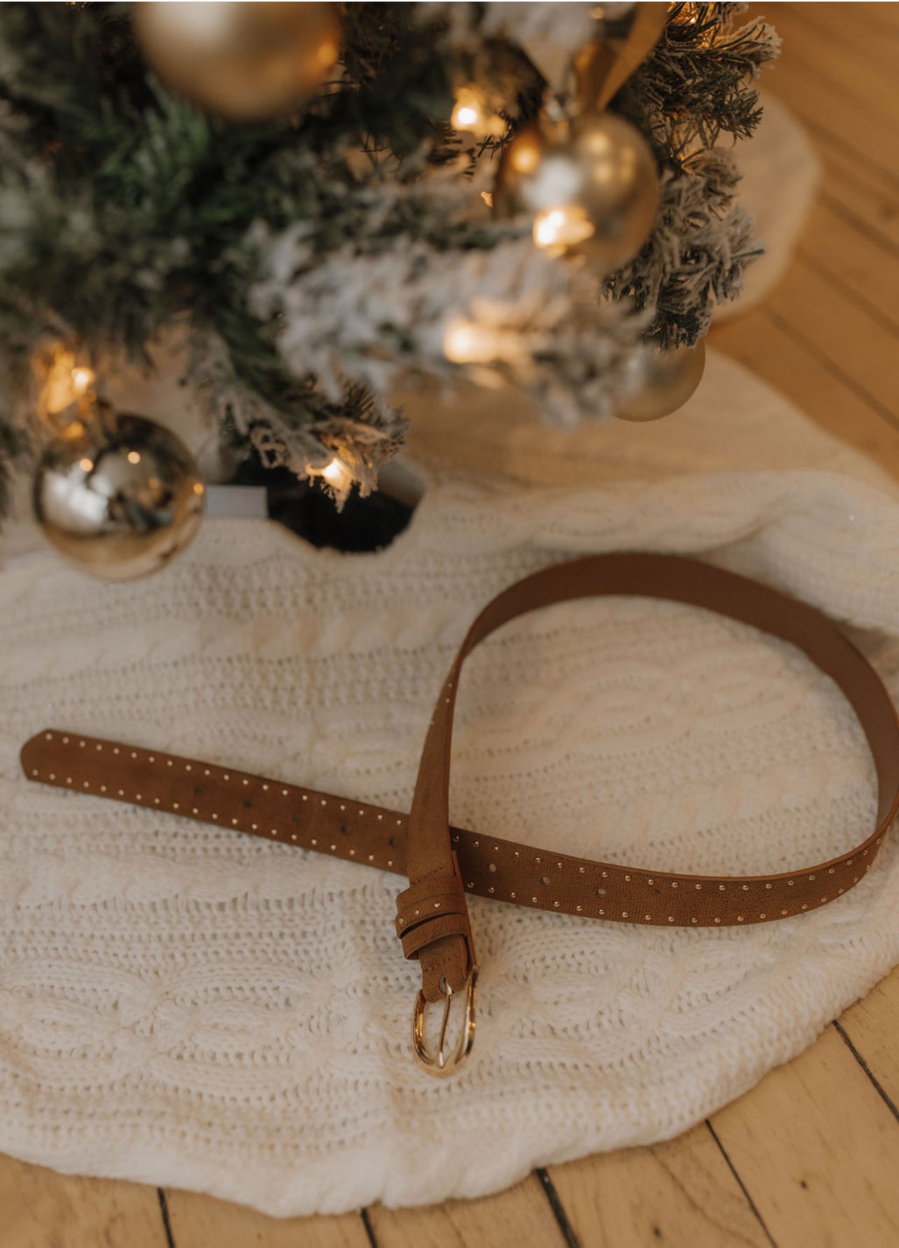 Camel Babe Studded Suede Belt