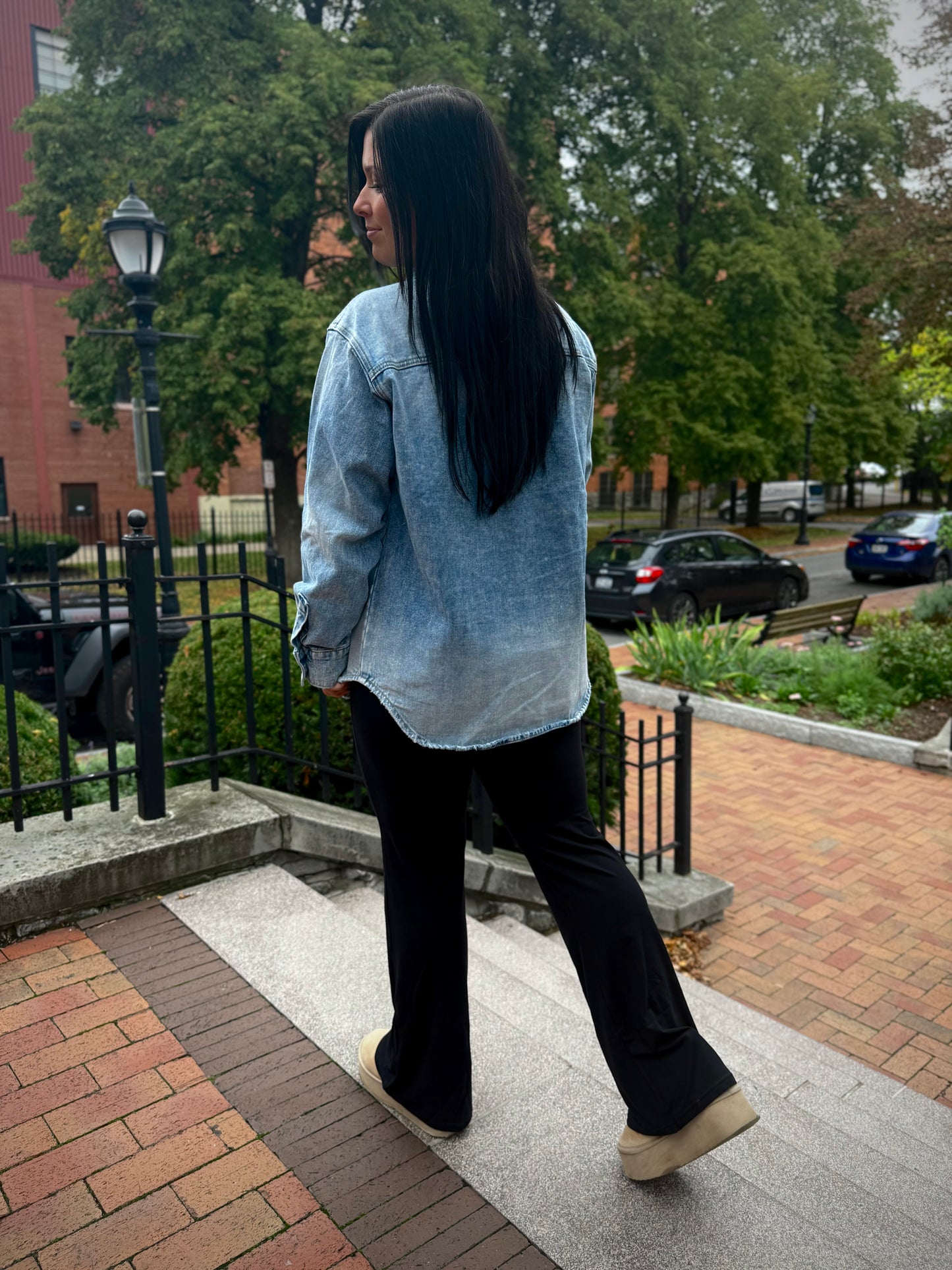 Fall Crush Light Denim Wash Button Down Jacket