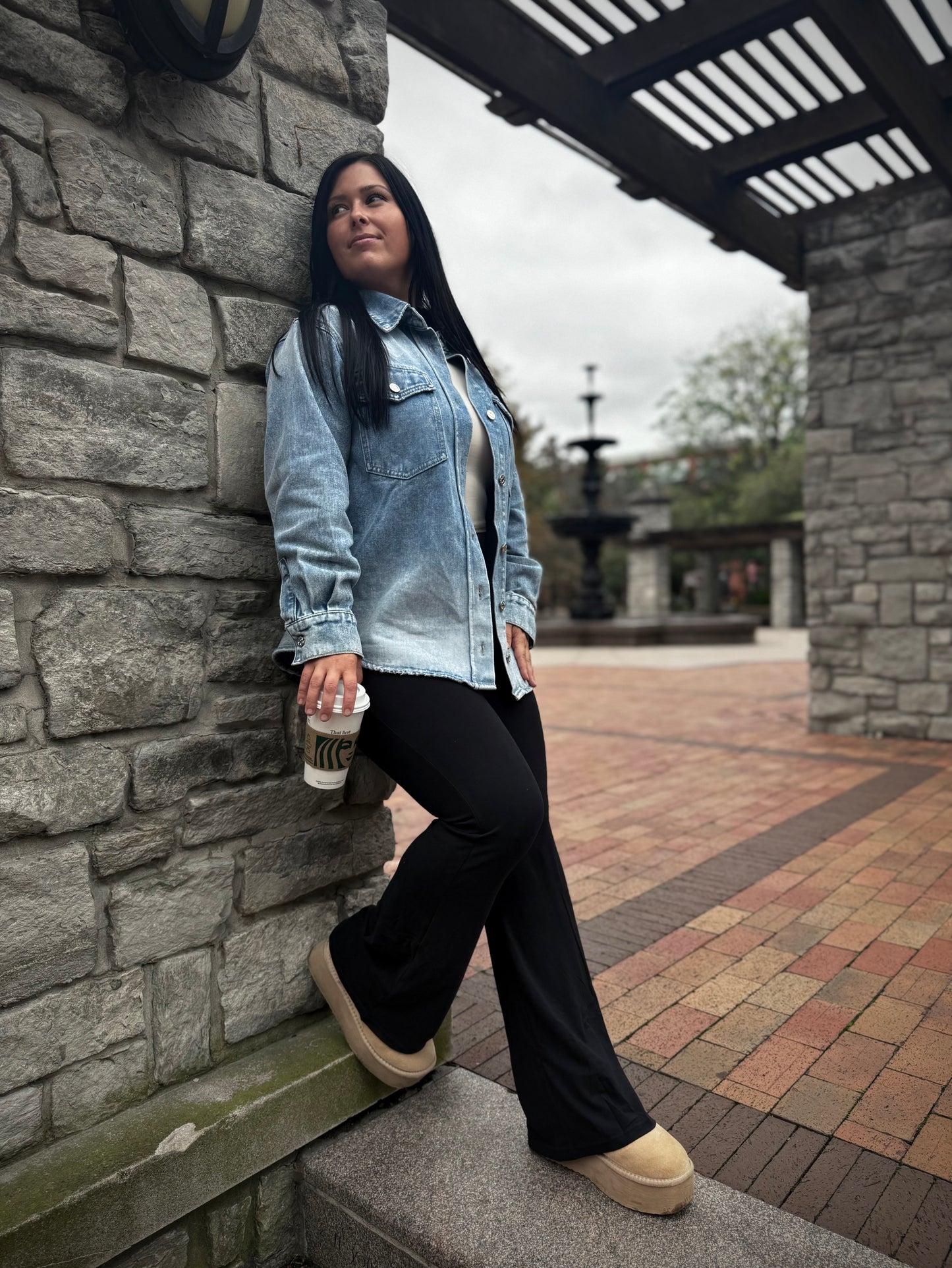 Fall Crush Light Denim Wash Button Down Jacket