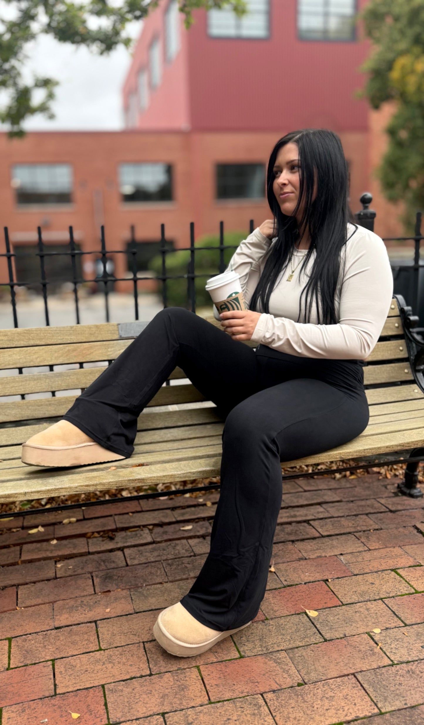 Soft Girl Era Foldover Flare Pants Black