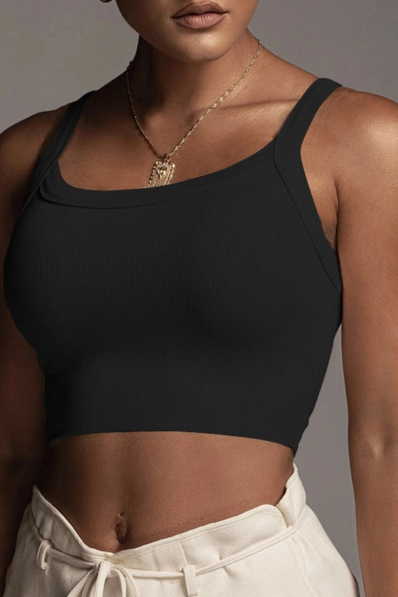 Black Scoop Neck Crop Tank