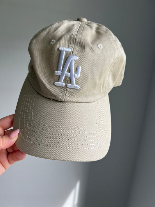 LA Embroidered Baseball Cap- Ash Mocha