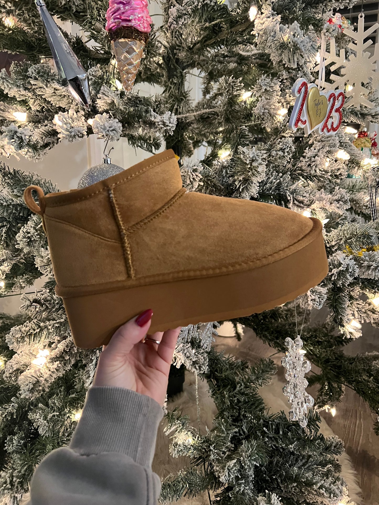 Benji Stacked Bootie Tan Suede