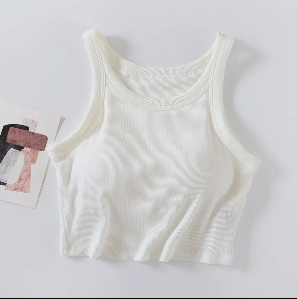 In my built in bra era cropped tank white