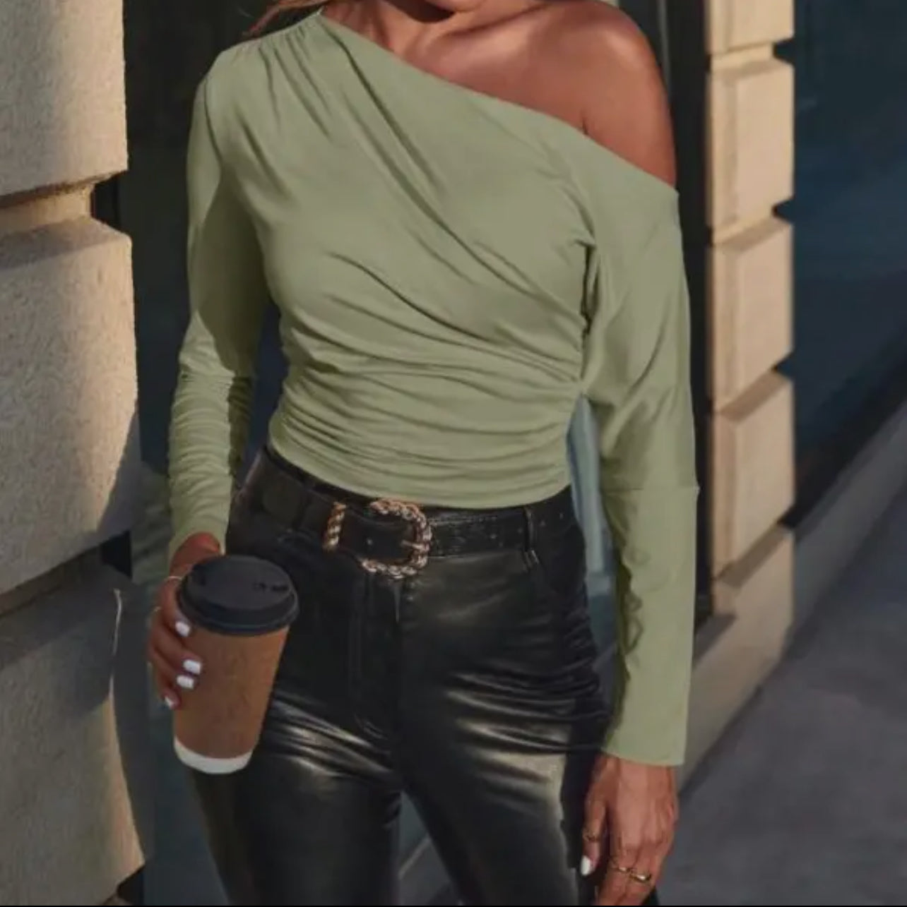 Carolyn Off The Shoulder Top Sage