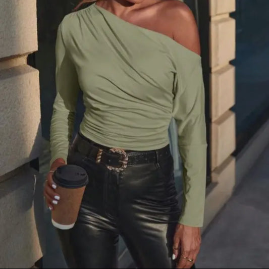 Carolyn Off The Shoulder Top Sage