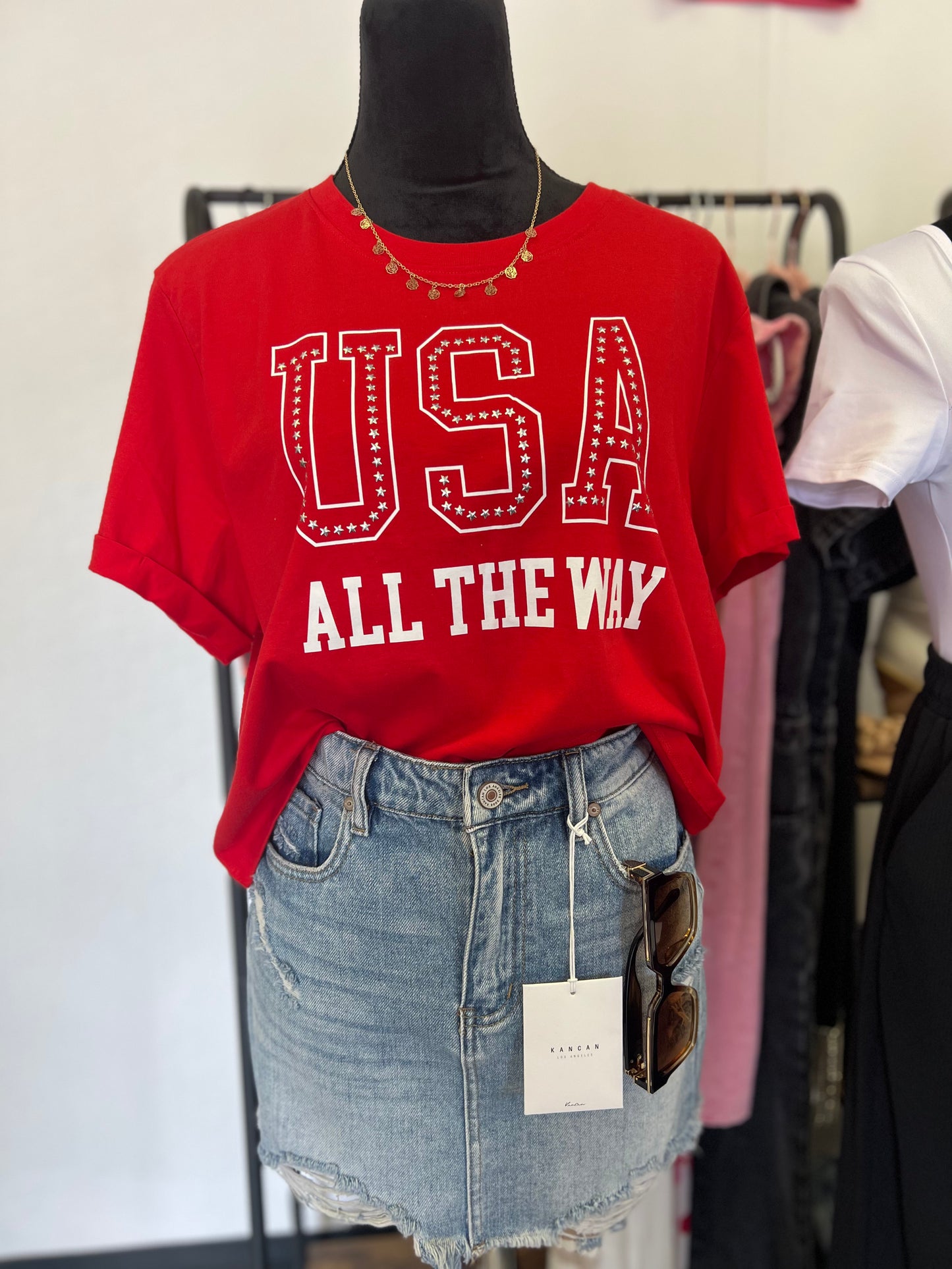 USA All The Way- Cropped Tee