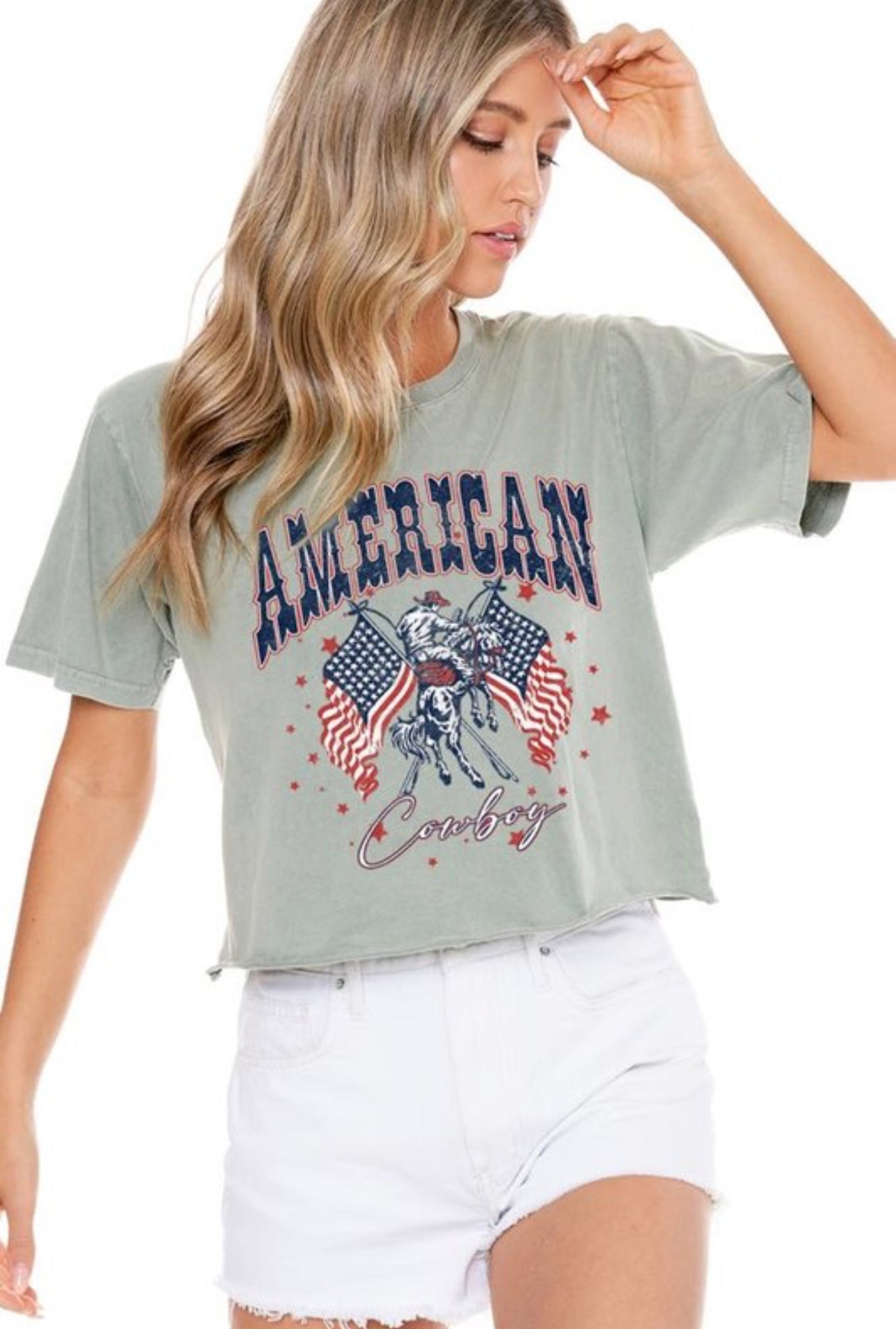 American Cowboy Graphic Tee- Olive