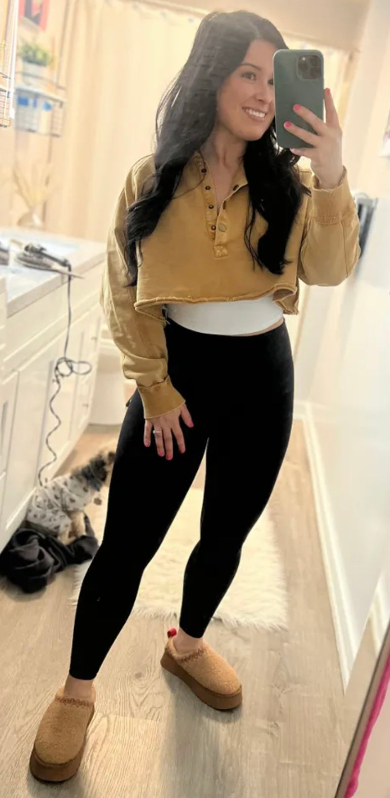 Cropped Sweatshirt Camel