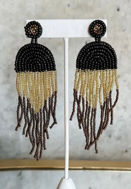 Be Bold Black & Gold Beaded Earrings