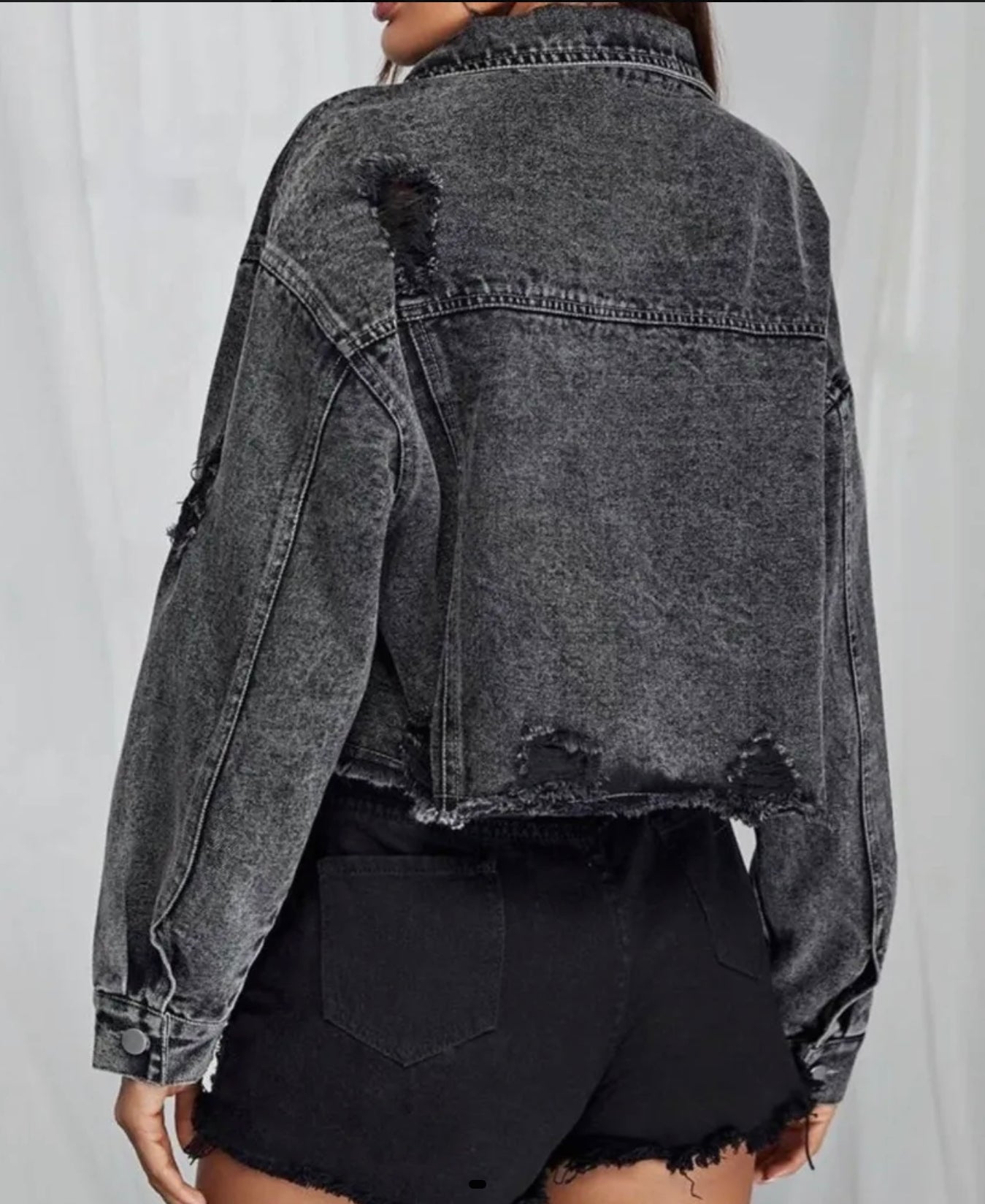 Never On Time Cropped Jean Jacket