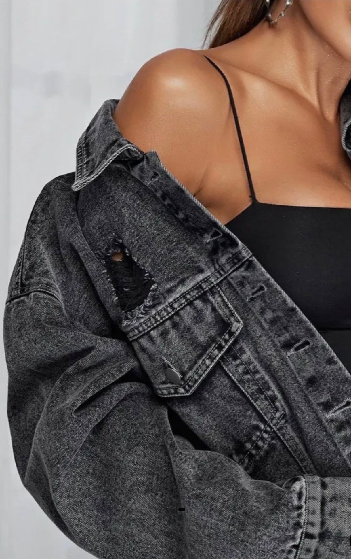 Never On Time Cropped Jean Jacket