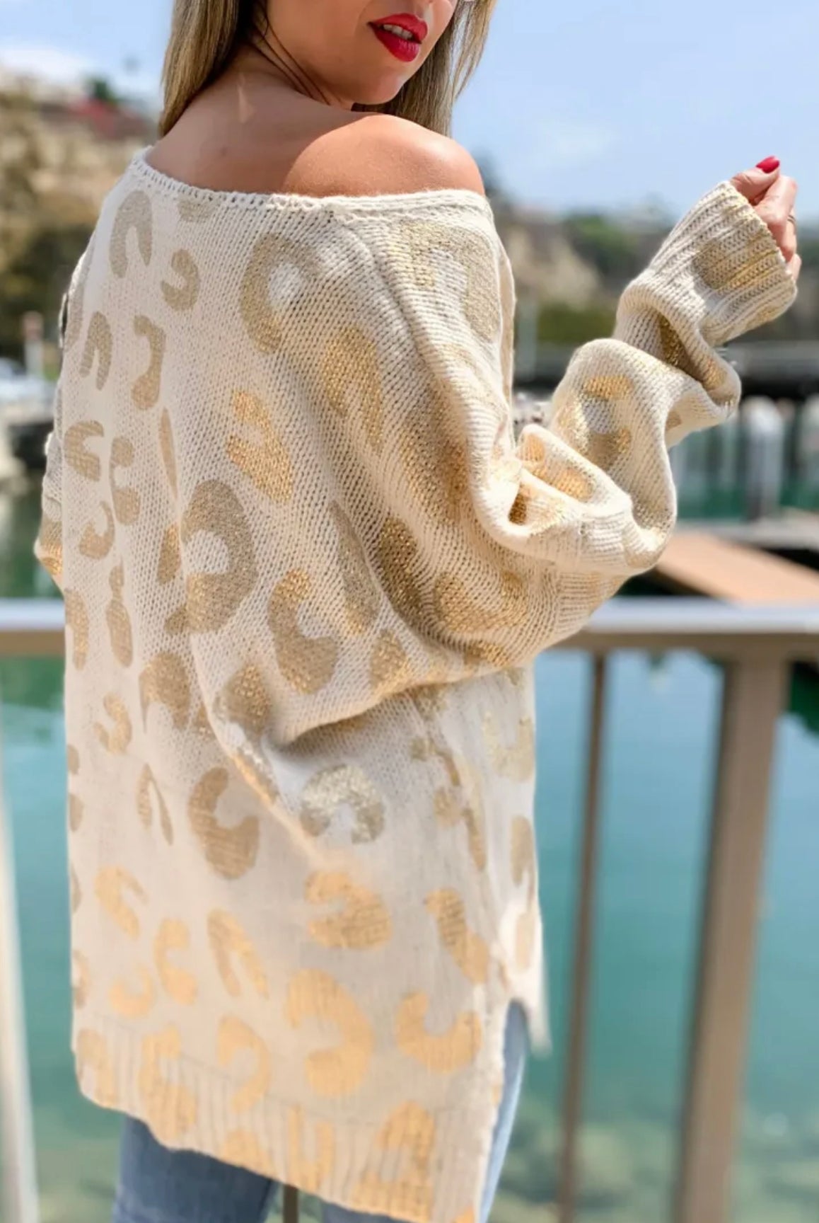 Gold Leopard Print Tunic Sweater