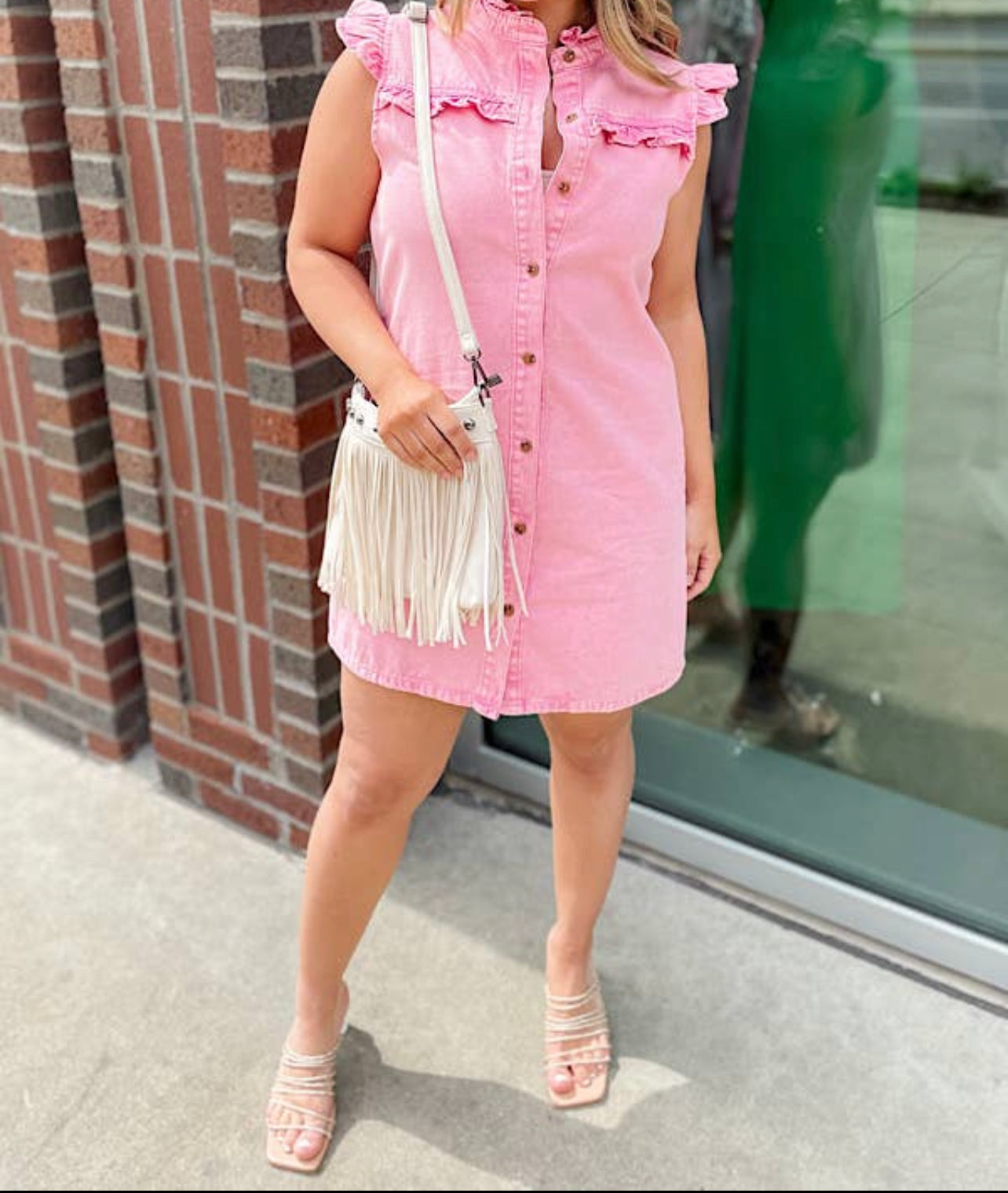 As If Denim Dress-Pink