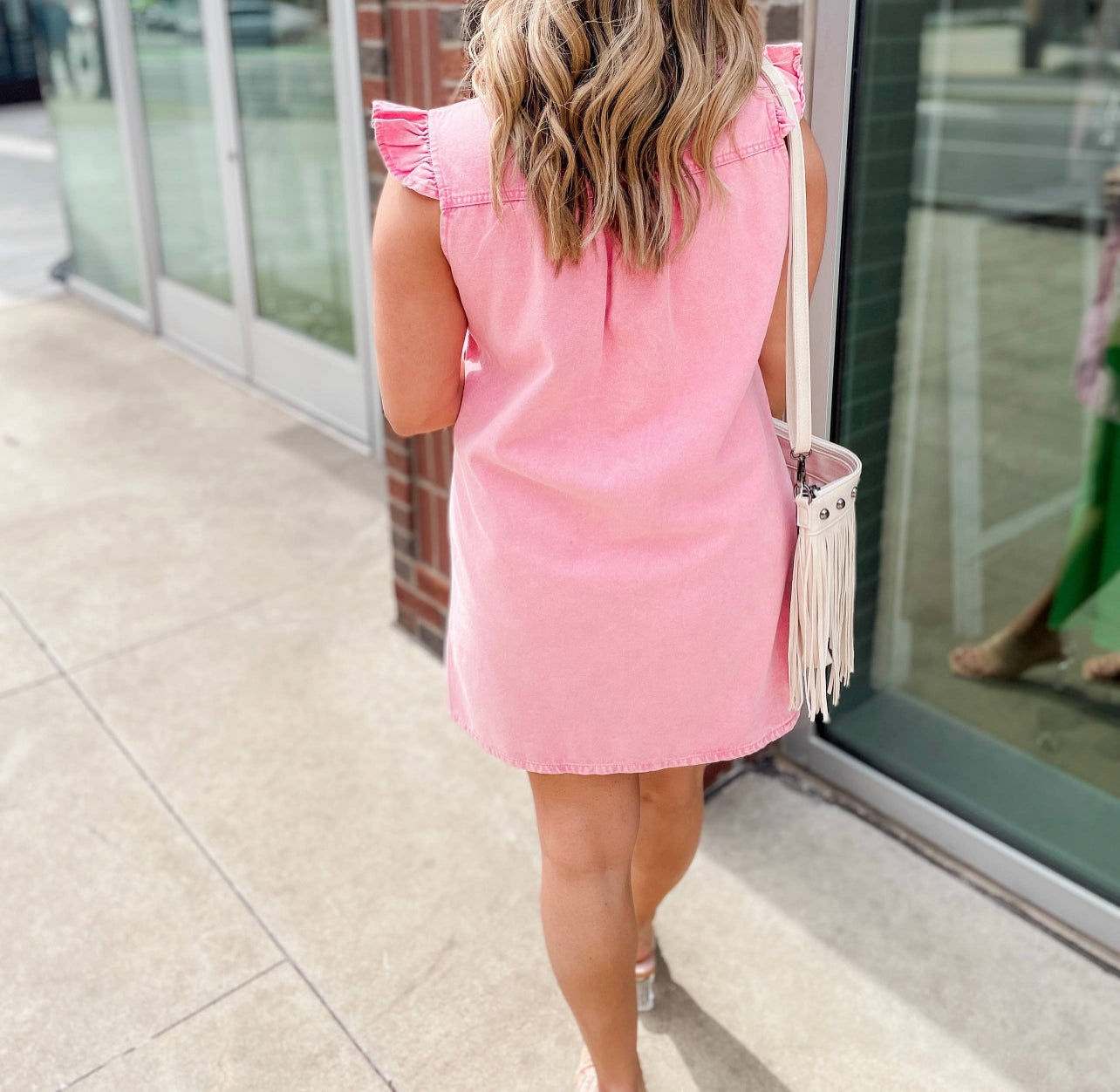 As If Denim Dress-Pink