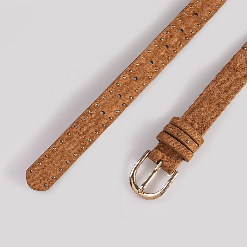 Camel Babe Studded Suede Belt