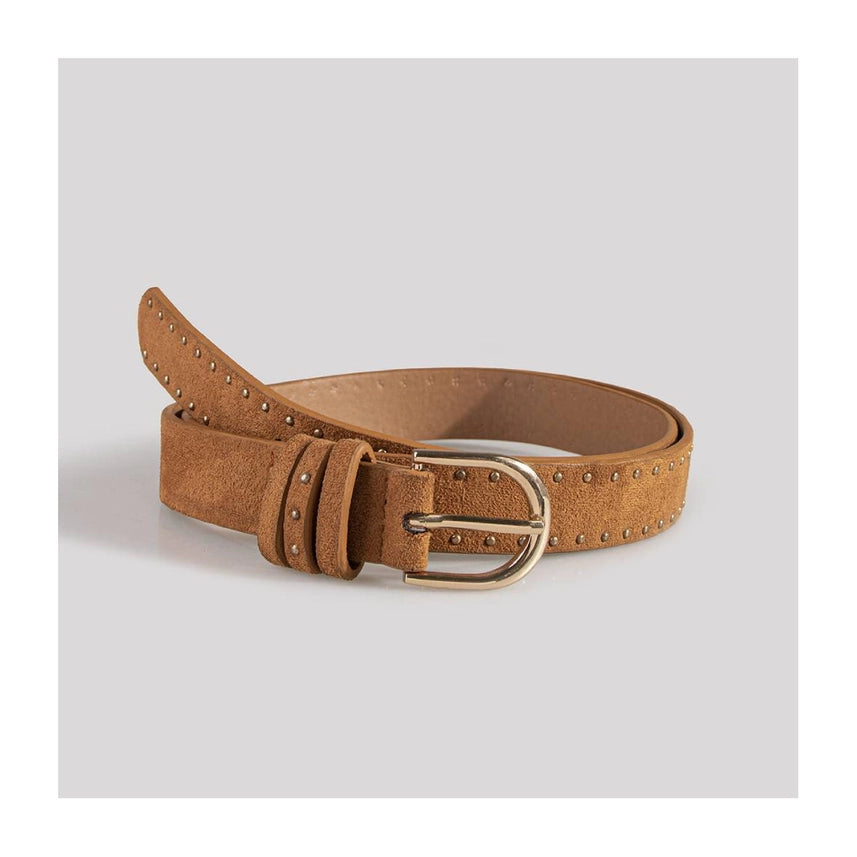 Camel Babe Studded Suede Belt